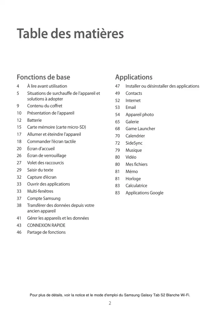 Page 2 - Galaxy Tab S2 Blanche Wi-Fi