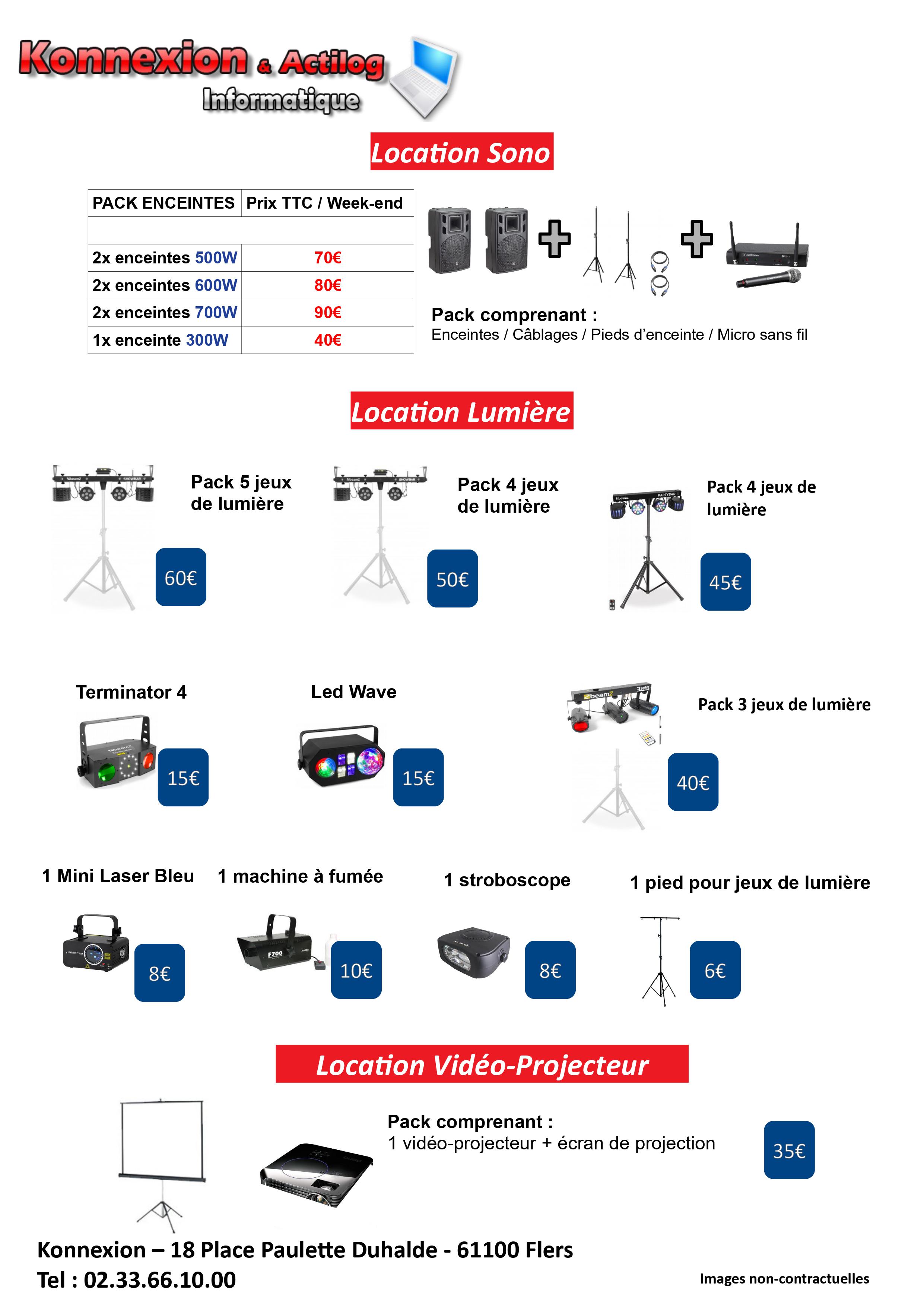 Location SONO et Jeux de lumière – FIESTALocation – SARL ITCOMPUTER  Domfront 61700 – Flers 61100 – La Ferté Macé 61600